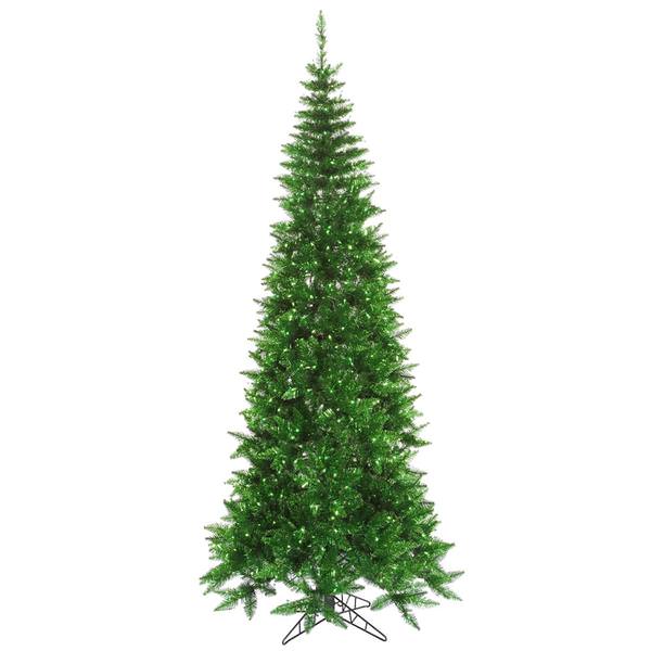 10' x 50" Green Tinsel Slim 900 Green Lights